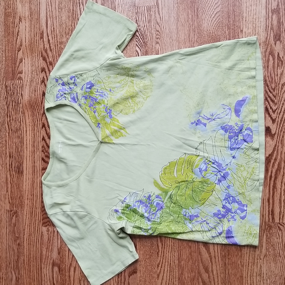 (XL) Northern Reflections 100% Cotton Tropical V Neck T-Shirt Floral Feminine